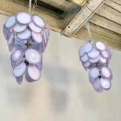 Pair of Mid Century Modern Style Purple Murano Glass Disk Chandeliers - 3377851