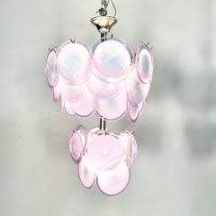 Pair of Mid Century Modern Style Purple Murano Glass Disk Chandeliers - 3377855
