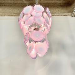 Pair of Mid Century Modern Style Purple Murano Glass Disk Chandeliers - 3377856