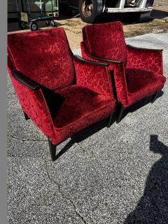 Pair of Mid Century Modern Upholstered Lounge Chairs - 4519134