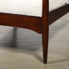 Pair of Mid Century Modern Walnut Armchairs with Off White Textural Upholstery - 4744851