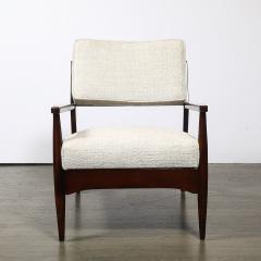 Pair of Mid Century Modern Walnut Armchairs with Off White Textural Upholstery - 4744853