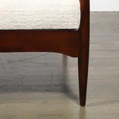 Pair of Mid Century Modern Walnut Armchairs with Off White Textural Upholstery - 4744855