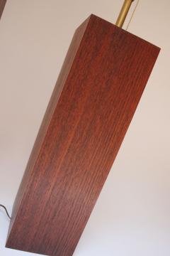 Pair of Mid Century Modern Walnut Column Block Form Table Lamps - 3270941