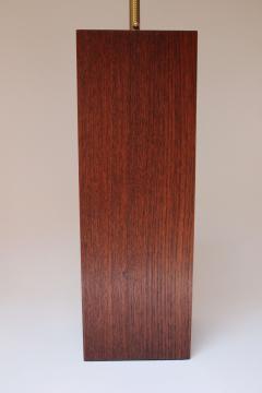 Pair of Mid Century Modern Walnut Column Block Form Table Lamps - 3270944