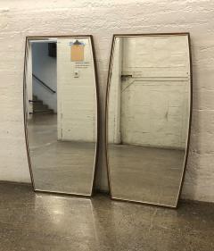 Pair of Mid Century Modern Walnut and Brass Mirrors - 2037249