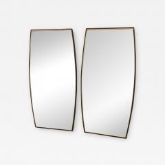 Pair of Mid Century Modern Walnut and Brass Mirrors - 2038300