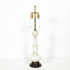 Pair of Mid Century Modern White Murano Glass Table Lamps w 24kt Gold Flecks - 1802349