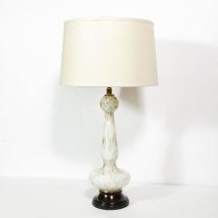 Pair of Mid Century Modern White Murano Glass Table Lamps w 24kt Gold Flecks - 1802350