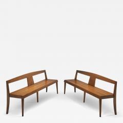 Pair of Mid Century Modern Wooden Benches Europe 1970s - 4594561