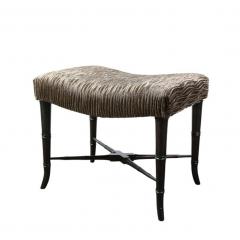 Pair of Mid Century Modern X Form Stools in Gauffraged Smoked Bronze Velvet - 2660634