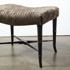Pair of Mid Century Modern X Form Stools in Gauffraged Smoked Bronze Velvet - 2660635