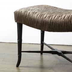 Pair of Mid Century Modern X Form Stools in Gauffraged Smoked Bronze Velvet - 2660637