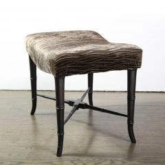 Pair of Mid Century Modern X Form Stools in Gauffraged Smoked Bronze Velvet - 2660668