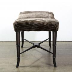 Pair of Mid Century Modern X Form Stools in Gauffraged Smoked Bronze Velvet - 2660697