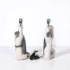 Pair of Mid Century Modernist Abstract Figural Ceramic Table Lamps - 4438669