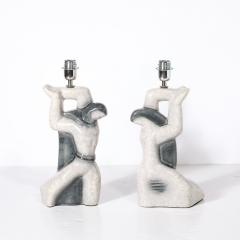 Pair of Mid Century Modernist Abstract Figural Ceramic Table Lamps - 4438671