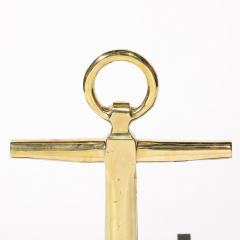 Pair of Mid Century Modernist Anchor Andirons in Polished Brass - 3752531