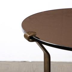Pair of Mid Century Modernist Bronze Smoked Glass Side Tables - 3352605