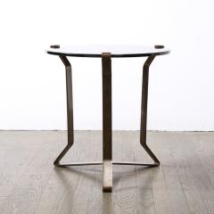 Pair of Mid Century Modernist Bronze Smoked Glass Side Tables - 3352622