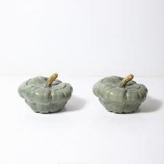 Pair of Mid Century Modernist Ceramic Covered Pumpkin Tureens - 4142227