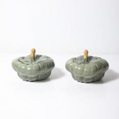 Pair of Mid Century Modernist Ceramic Covered Pumpkin Tureens - 4142228