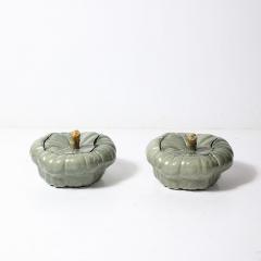 Pair of Mid Century Modernist Ceramic Covered Pumpkin Tureens - 4142230