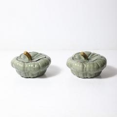 Pair of Mid Century Modernist Ceramic Covered Pumpkin Tureens - 4142231