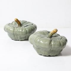 Pair of Mid Century Modernist Ceramic Covered Pumpkin Tureens - 4142272