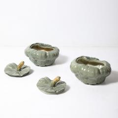 Pair of Mid Century Modernist Ceramic Covered Pumpkin Tureens - 4142275