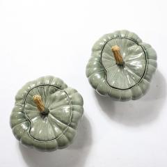 Pair of Mid Century Modernist Ceramic Covered Pumpkin Tureens - 4142304