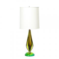Pair of Mid Century Modernist Hand Blown Murano Sommerso Glass Table Lamps - 4037804