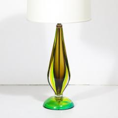 Pair of Mid Century Modernist Hand Blown Murano Sommerso Glass Table Lamps - 4037805