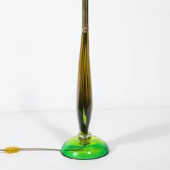 Pair of Mid Century Modernist Hand Blown Murano Sommerso Glass Table Lamps - 4037806