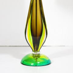 Pair of Mid Century Modernist Hand Blown Murano Sommerso Glass Table Lamps - 4037807