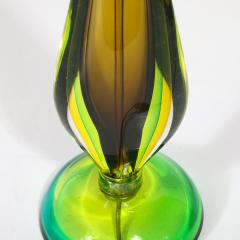 Pair of Mid Century Modernist Hand Blown Murano Sommerso Glass Table Lamps - 4037808