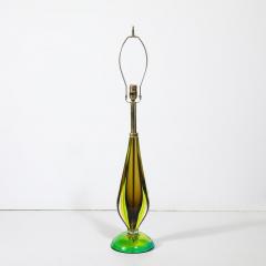 Pair of Mid Century Modernist Hand Blown Murano Sommerso Glass Table Lamps - 4037815