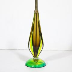 Pair of Mid Century Modernist Hand Blown Murano Sommerso Glass Table Lamps - 4037820