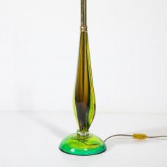 Pair of Mid Century Modernist Hand Blown Murano Sommerso Glass Table Lamps - 4037826