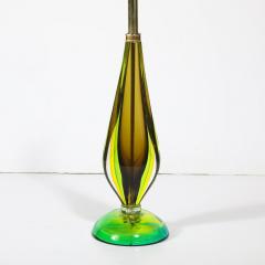 Pair of Mid Century Modernist Hand Blown Murano Sommerso Glass Table Lamps - 4037827