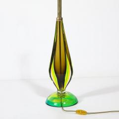 Pair of Mid Century Modernist Hand Blown Murano Sommerso Glass Table Lamps - 4037834