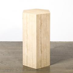Pair of Mid Century Modernist Hexagonal Travertine Pedestals - 4622401
