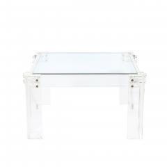 Pair of Mid Century Modernist Rectilinear Lucite Glass Side End Tables - 4654270