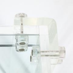Pair of Mid Century Modernist Rectilinear Lucite Glass Side End Tables - 4654273