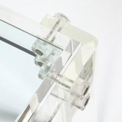 Pair of Mid Century Modernist Rectilinear Lucite Glass Side End Tables - 4654280