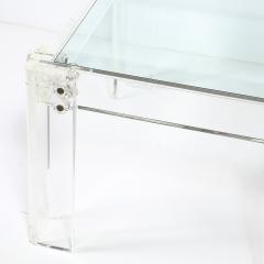 Pair of Mid Century Modernist Rectilinear Lucite Glass Side End Tables - 4654284