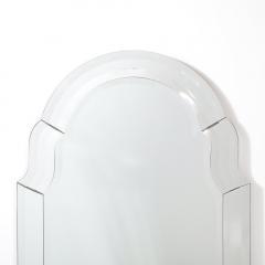 Pair of Mid Century Modernist Serifed Arch Form Mirrors with Beveled Detailing - 4304524