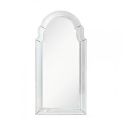 Pair of Mid Century Modernist Serifed Arch Form Mirrors with Beveled Detailing - 4304541