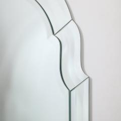 Pair of Mid Century Modernist Serifed Arch Form Mirrors with Beveled Detailing - 4304542