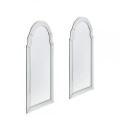 Pair of Mid Century Modernist Serifed Arch Form Mirrors with Beveled Detailing - 4304554